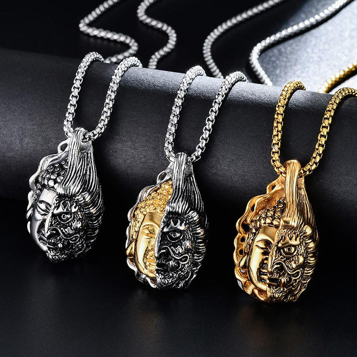 Collier puissant mi-bouddha mi-diable en Buddha Stones