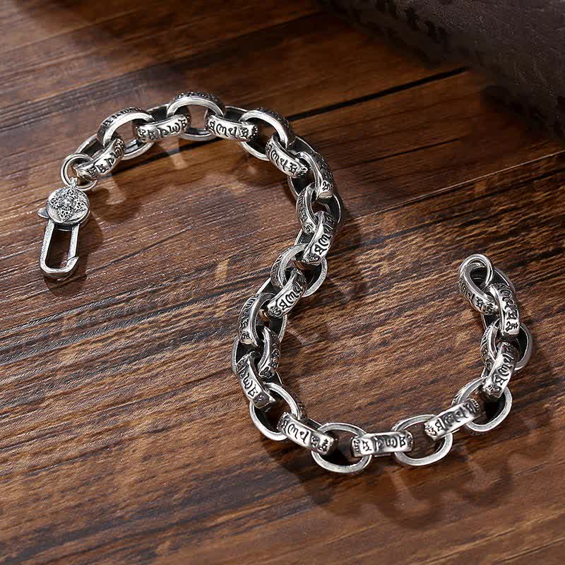 Bracelet jonc en argent sterling 925 Buddha Stones et gravure Om Mani Padme Hum