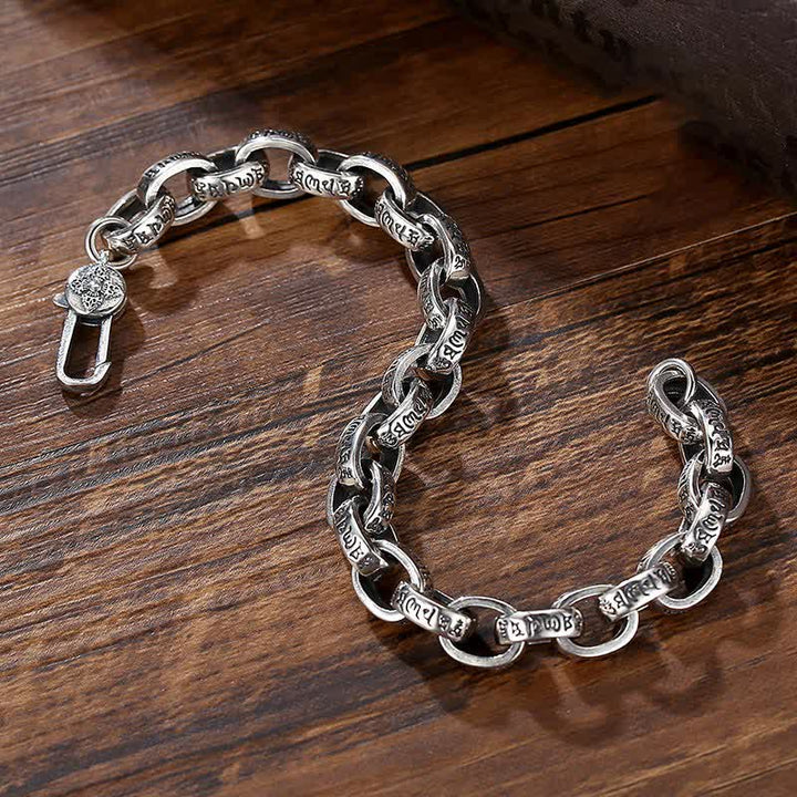 Bracelet jonc en argent sterling 925 Buddha Stones et gravure Om Mani Padme Hum
