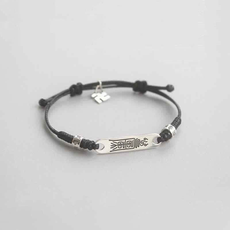 Bracelet tressé en argent sterling 925 Buddha Stones et ficelle rouge