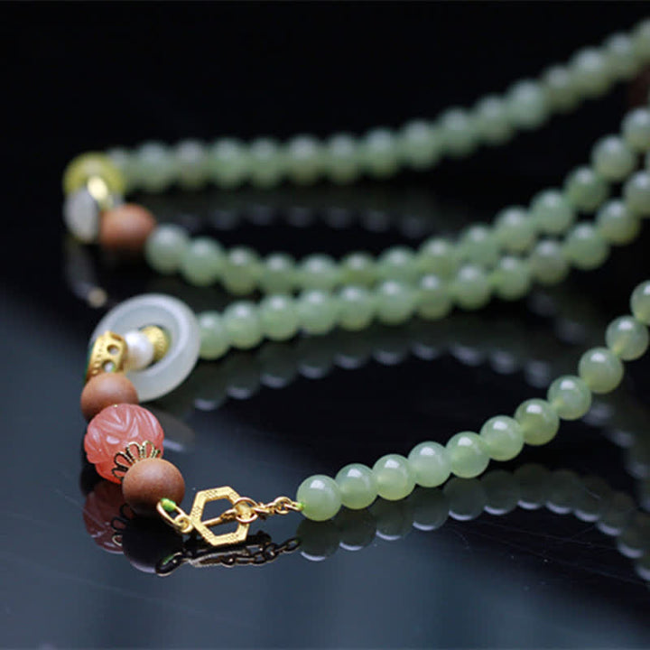 Bracelet d'abondance porte-bonheur en jade Hetian naturel, ambre, lotus, agate rouge