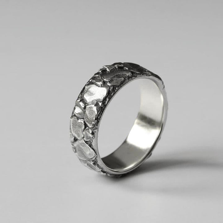 Bague en cuivre avec motif de roche et Buddha Stones