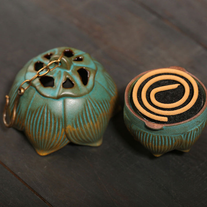 Brûleur d'encens suspendu en Buddha Stones et lotus pour méditation