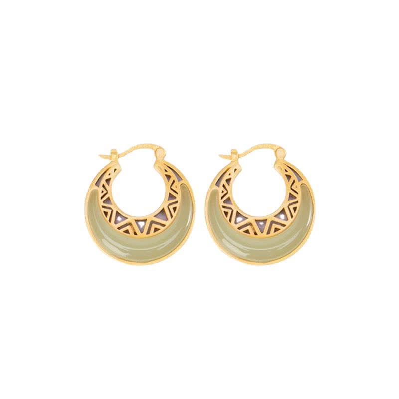 Boucles d'oreilles pendantes en jade et croissant de lune Buddha Stones