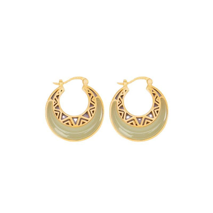 Boucles d'oreilles pendantes en jade et croissant de lune Buddha Stones