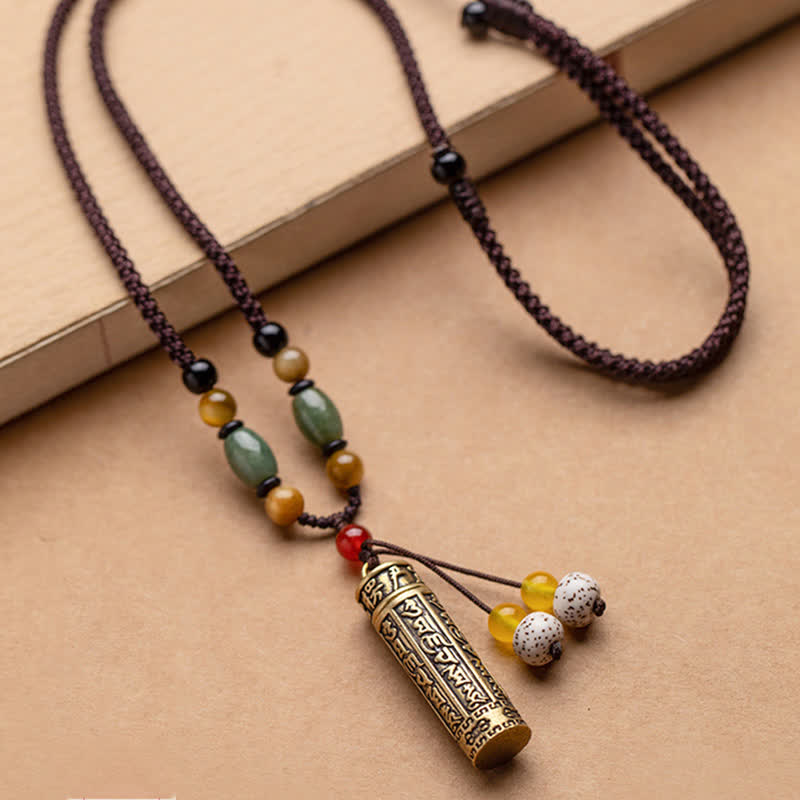 Buddhastoneshop Tibet Om Mani Padme Hum Agate Shurangama Sutra Protection Collier Pendentif - image 14