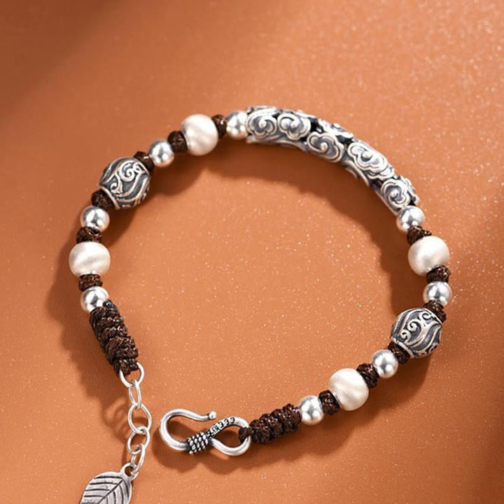 Bracelet en fil de richesse en argent sterling 999 fait main en cuivre et Buddha Stones du Tibet