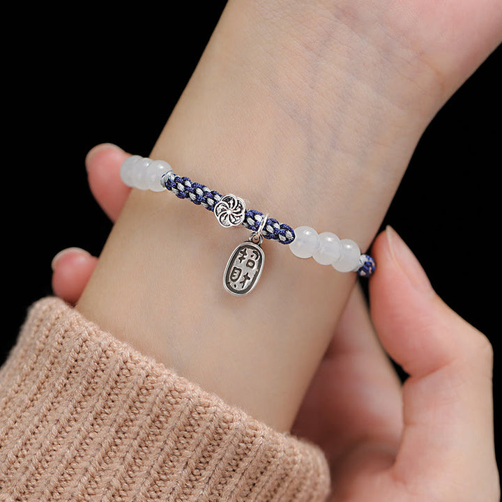 Bracelet porte-bonheur en corde fait main avec Buddha Stones