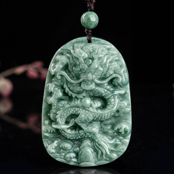Collier de perles en jade avec pendentif en forme de dragon du zodiaque chinois et Buddha Stones - image 6