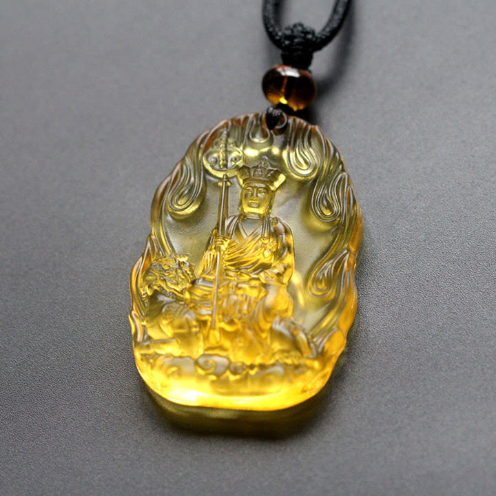 Collier pendentif amulette de sérénité en cristal Buddha Stones Liuli Ksitigarbha