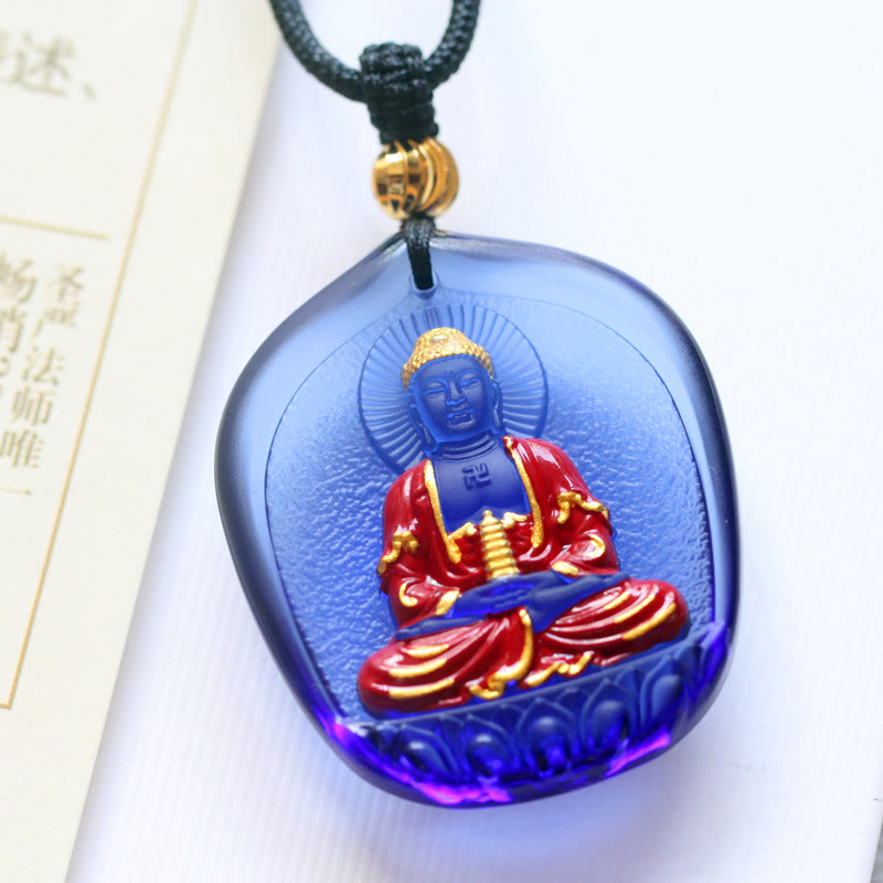 Collier pendentif en cristal de compassion Bouddha Liuli Buddha Stones de médecine du Tibet - Pagode du Bouddha de la Médecine - image 7