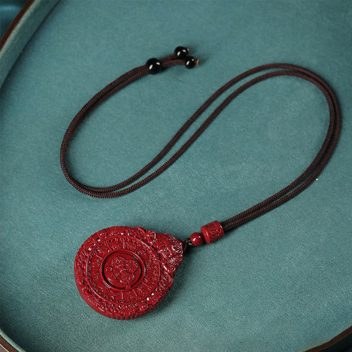 Collier pendentif en Buddha Stones avec pendentif en cinabre naturel et amulette Bagua pour éloigner les mauvais esprits - image 3