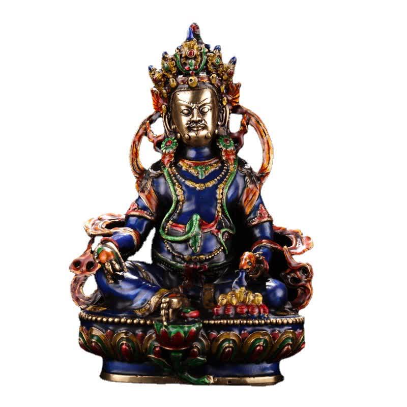 Figurine Bodhisattva Jambhala jaune Statue de sérénité en cuivre Décoration de la maison