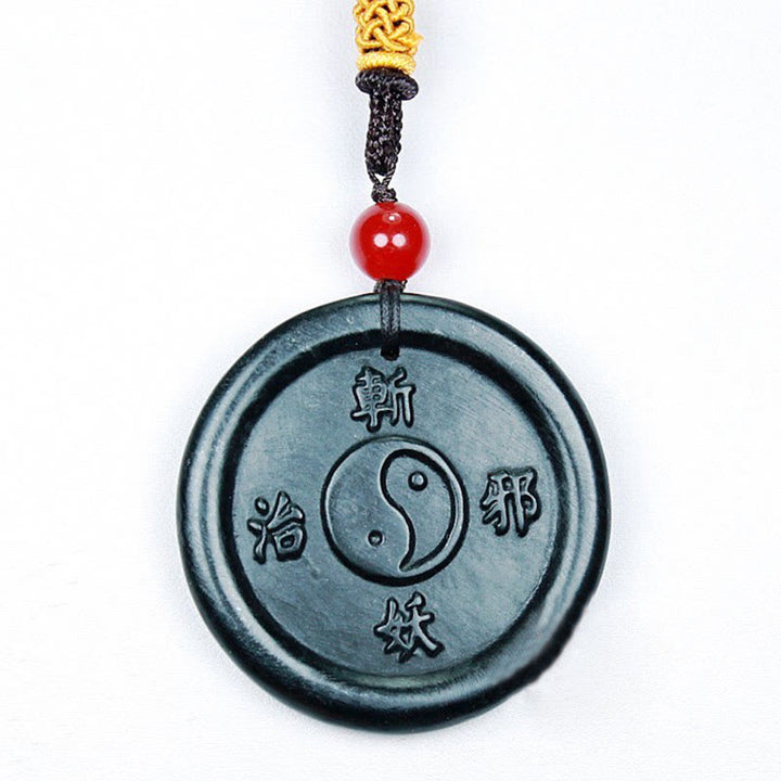 Collier pendentif harmonieux porte-bonheur Yin Yang en jade cyan naturel Hetian en Buddha Stones - image 5