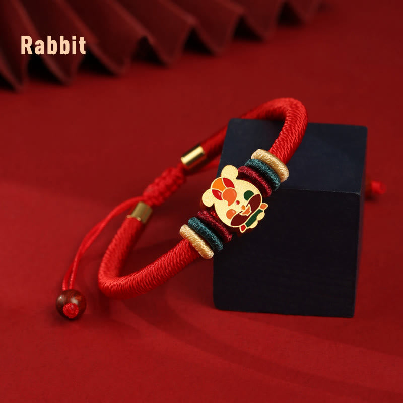Bracelet tressé rouge en argent sterling 925 fait main avec Buddha Stones Année du Dragon, joli signe du zodiaque chinois
