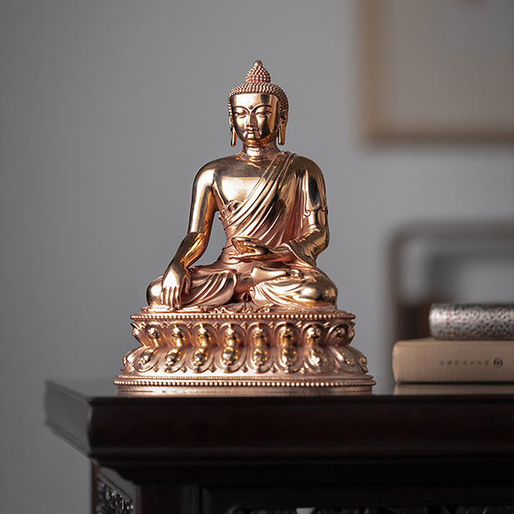 Statue de Bouddha de la sérénité de Gautama Shakyamuni en cuivre, décoration de la maison