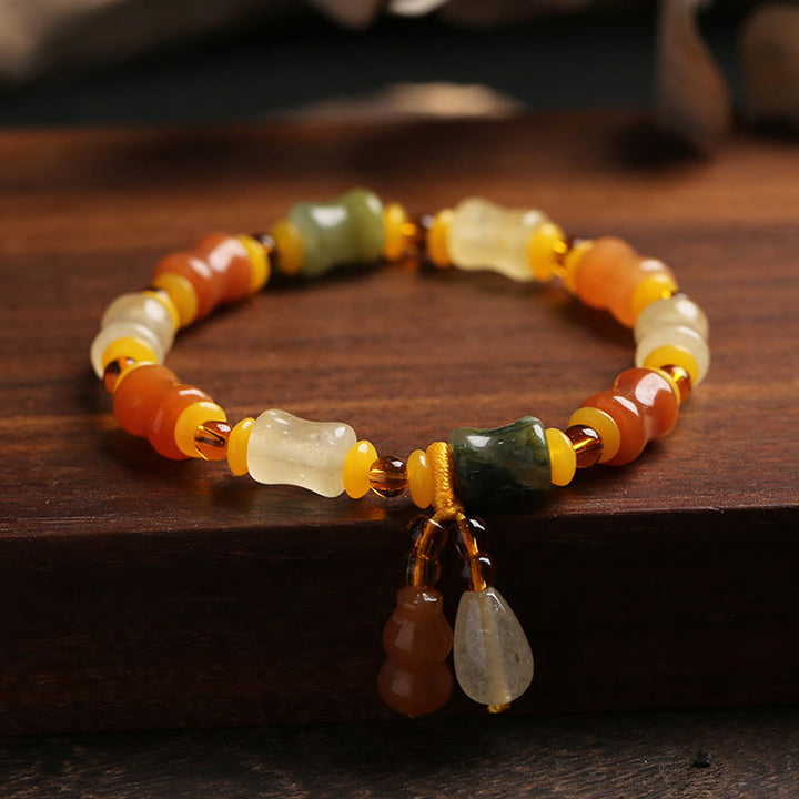 Bracelet porte-bonheur en jade de soie doré naturel