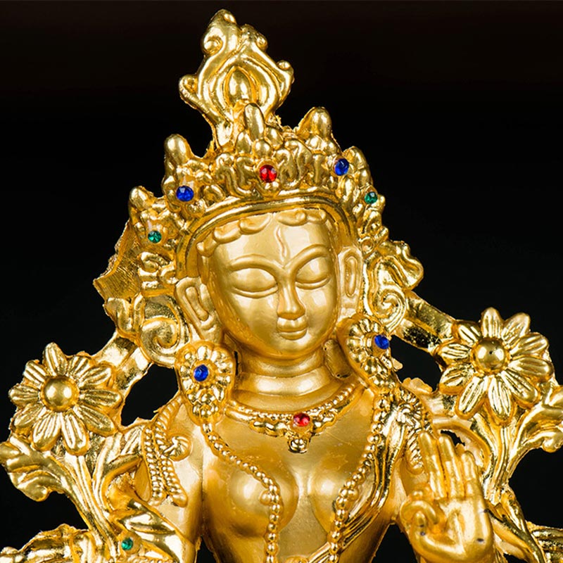Statue de protection de l'espoir Bodhisattva Tara blanche plaquée or Décoration - image 6