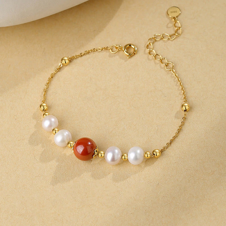 Bracelet chaîne de perles de guérison en argent sterling 925 et perles de cinabre Buddha Stones - image 1