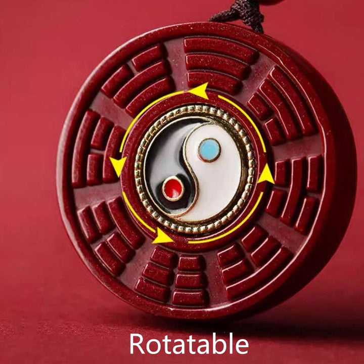 Collier pendentif rotatif en Buddha Stones en cinabre naturel Bagua Yin Yang pour éloigner les mauvais esprits - image 4