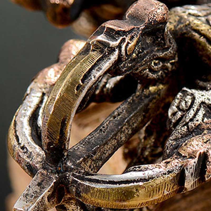 Vajra tibétain fait à la main à 5 griffes double Dorje en cuivre et fer