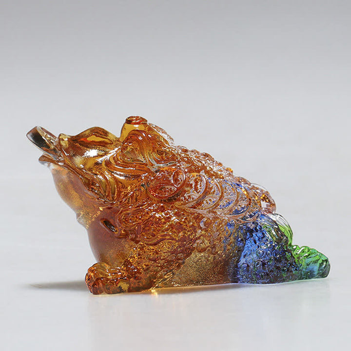 Grenouille Feng Shui Pièce d'art en cristal Liuli faite à la main Décoration de bureau à domicile Richesse
