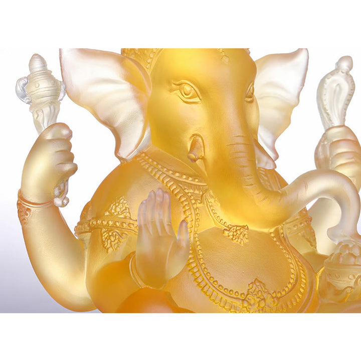 Buddha Stones faites à la main Ganesh Ganpati Figurine d'éléphant Liuli Pièce d'art en cristal Statue de protection Décoration de la maison