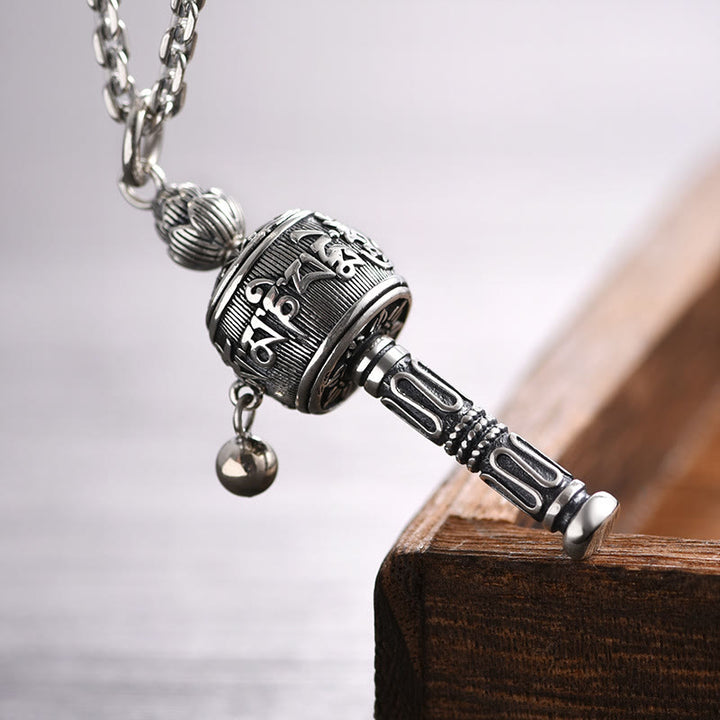 Collier pendentif rotatif en Buddha Stones tibétain Om Mani Padme Hum avec roue de prière Lotus Sagesse