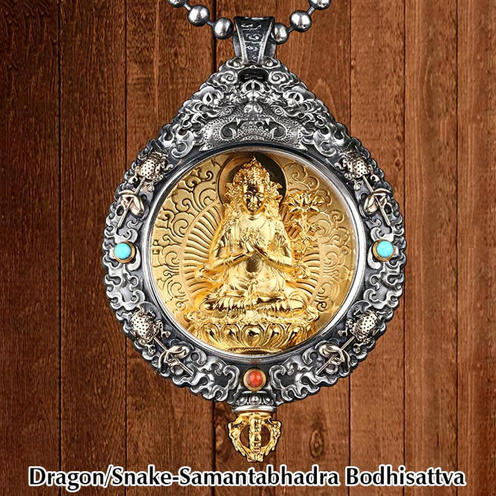 Buddha Stones Zodiaque chinois Bouddha natal Thangka Neuf palais Huit diagrammes Richesse Collier pendentif rotatif