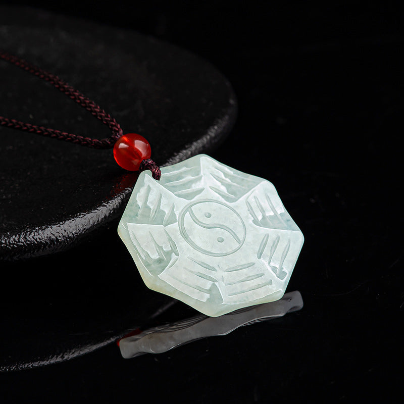 Pendentif collier porte-bonheur en Jade naturel Bagua Yin Yang - image 5