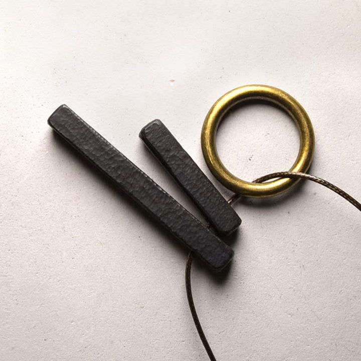 Collier pendentif illumination en bois d'ébène Buddha Stones et cercle zen - Bois d'ébène - image 1