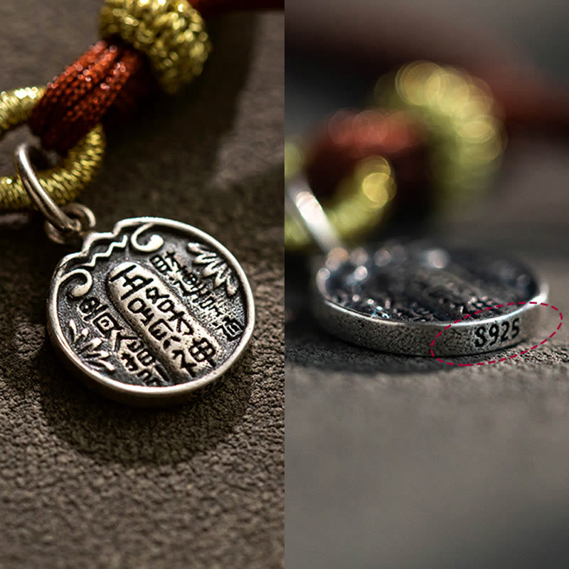 Bracelet tressé en argent sterling 925 fait à la main avec Buddha Stones, protection des cinq directions, dieux de la richesse, de la chance