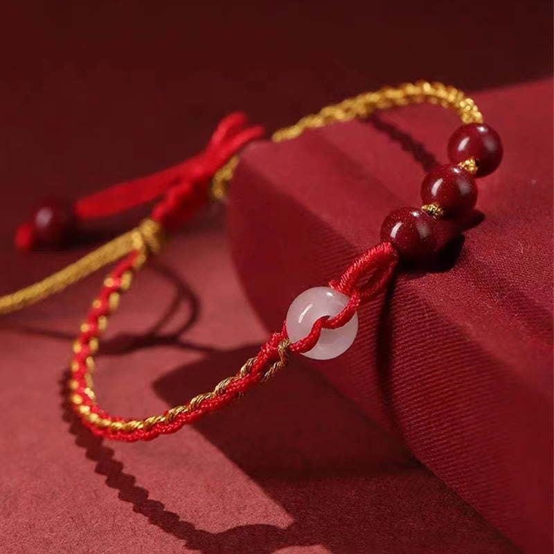Bracelet de bénédiction avec boucle de paix en jade cinabre naturel de Buddha Stones