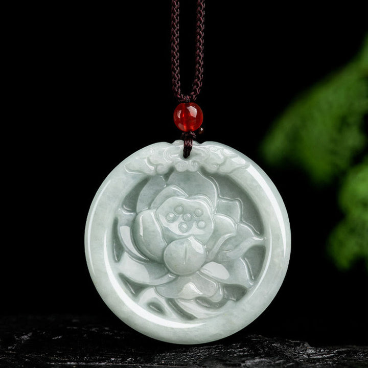 Buddha Stones en jade naturel sculpté en forme de fleur de lotus et de prospérité - image 9