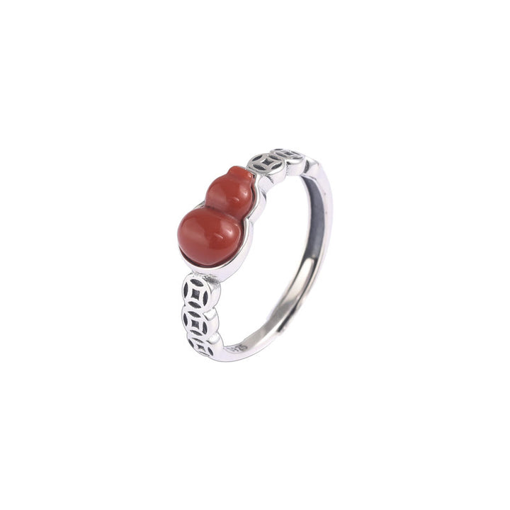 Bague d'acceptation de soi en argent sterling 925 avec Buddha Stones et agate rouge - image 4