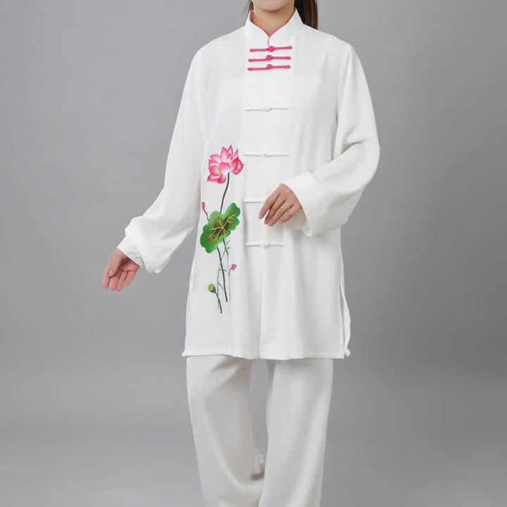 Ensemble de vêtements pour femmes Buddha Stones, fleur de lotus, motif feuille, Tai Chi, méditation, prière, pratique spirituelle zen - US12，UK/AU16，EU44 (3XL) - image 0