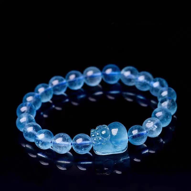 Bracelet de guérison Pixiu Serenity en aigue-marine naturelle