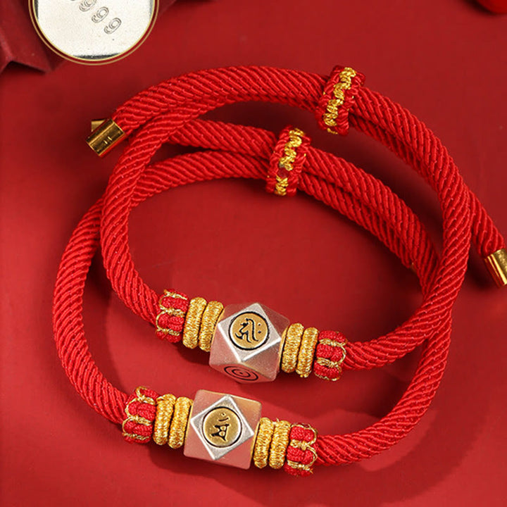 Bracelet pour enfants fabriqué à la main en argent sterling 999 avec Buddha Stones et signe du zodiaque chinois