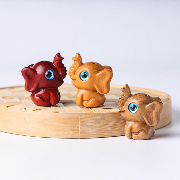 Buddha Stones Bois de santal Petite feuille Bois de santal rouge Bois de santal vert Mini éléphant porte-bonheur sculpté Décoration de protection - image 30