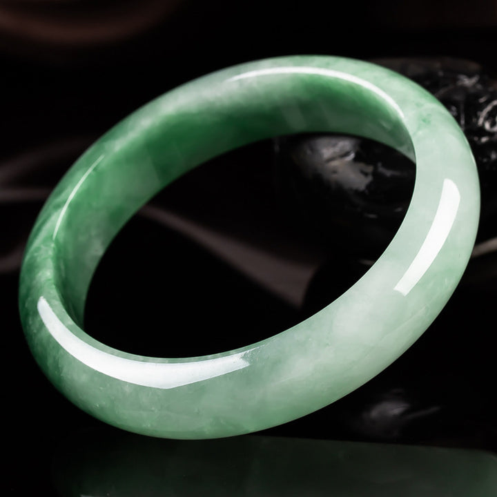 Bracelet jonc en jade naturel Buddha Stones et porte-bonheur