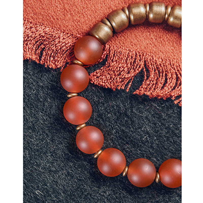 Bracelet tibétain en agate rouge et agate verte en cuivre pour la confiance et la fortune