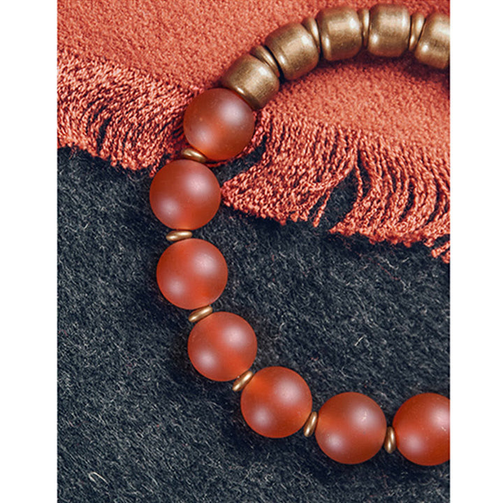 Bracelet tibétain en agate rouge et agate verte en cuivre pour la confiance et la fortune