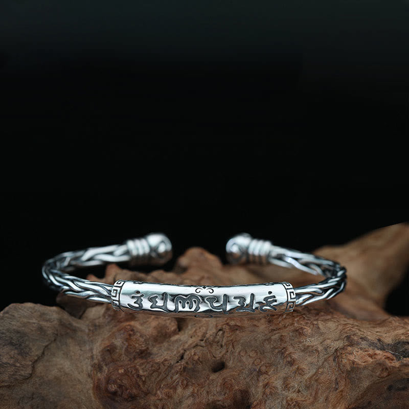 Bracelet manchette gravé Buddha Stones Tibet Om Mani Padme Hum
