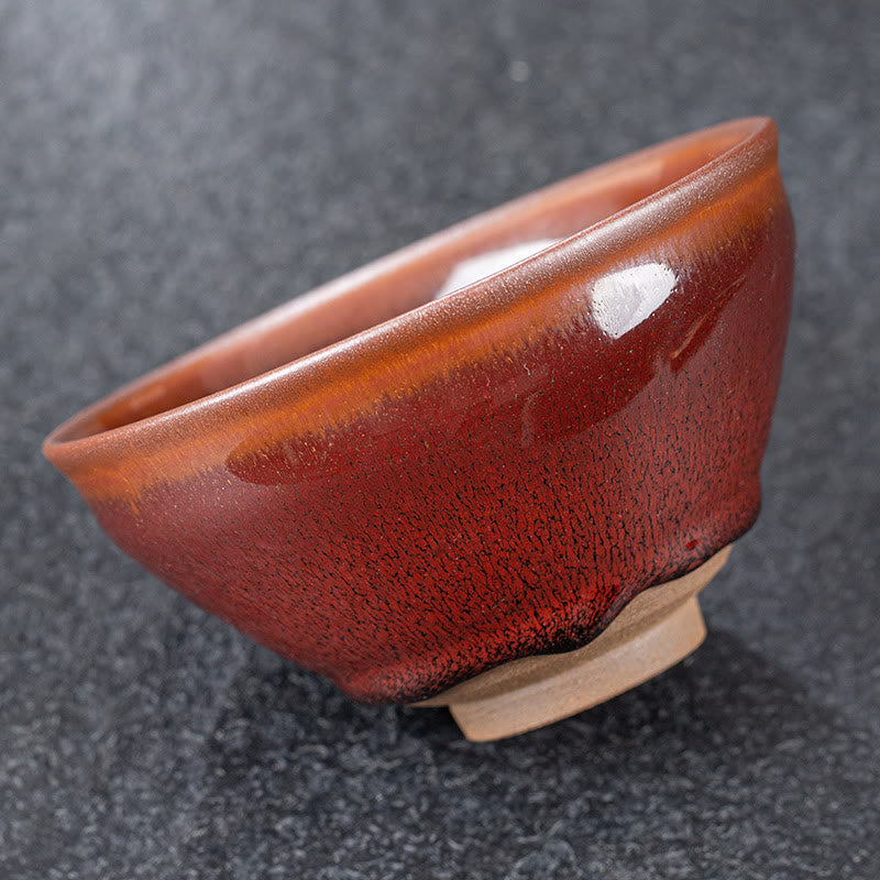 Tasse à thé en porcelaine chinoise Jianzhan rouge marron vintage Buddha Stones