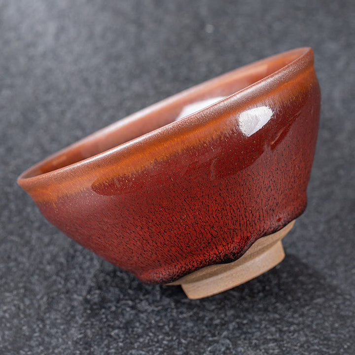 Tasse à thé en porcelaine chinoise Jianzhan rouge marron vintage Buddha Stones