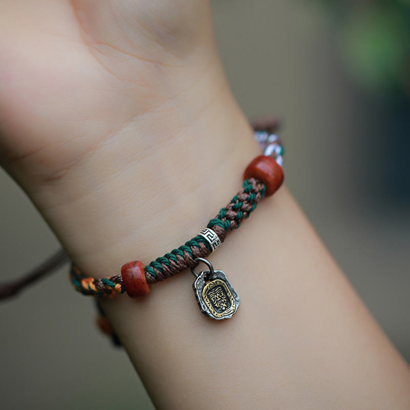 Bracelet tressé en os de chameau fait main en argent tibétain 925 avec pierres de Buddha Stones , déesse de la richesse, Zakiram