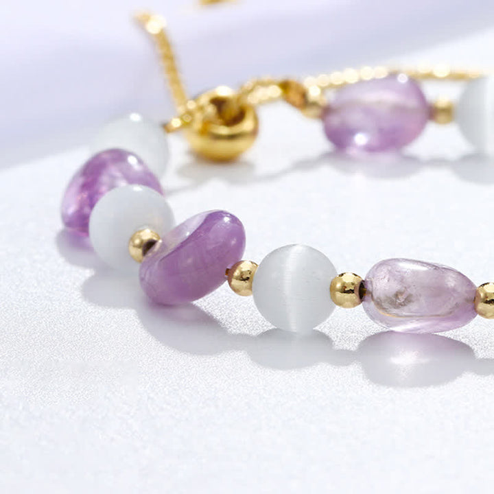 Bracelet de conscience spirituelle en cristal rose améthyste et quartz rutile noir