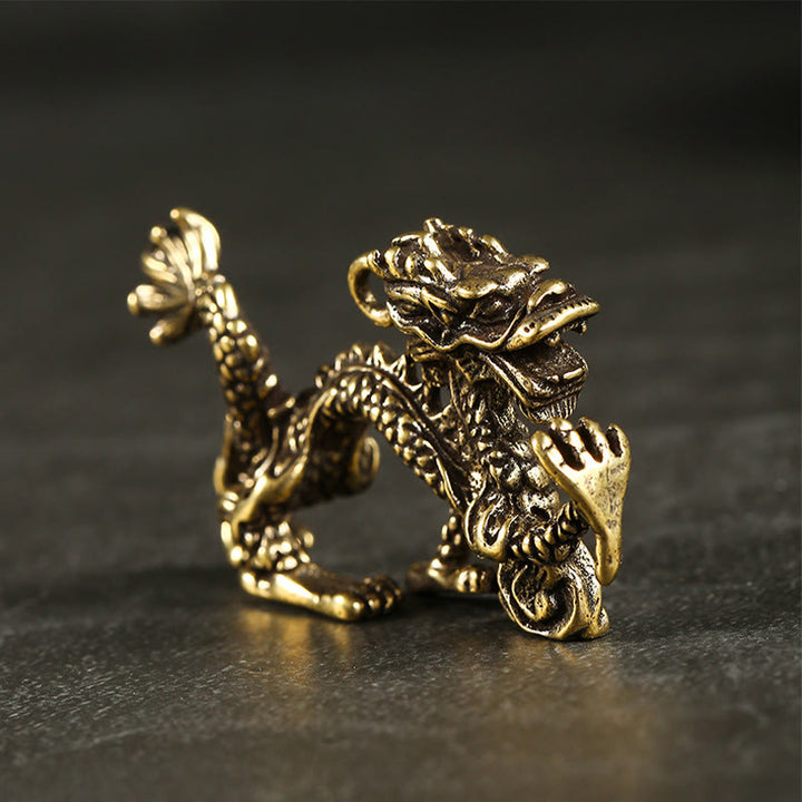 Buddha Stones Année du Dragon Mini Laiton Dragon Chance Protection Décoration de la Maison