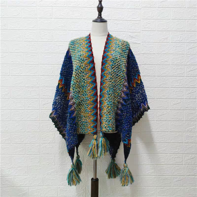 Buddha Stones, cape en tricot douce et chaude, écharpe à pompon tibétaine d'hiver - image 17