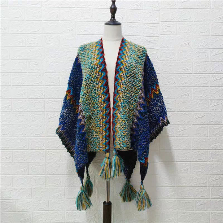 Buddha Stones, cape en tricot douce et chaude, écharpe à pompon tibétaine d'hiver - image 17
